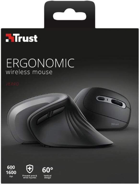 TRUST Mouse ottico rust Verro ergonomico mano destra wireless nero